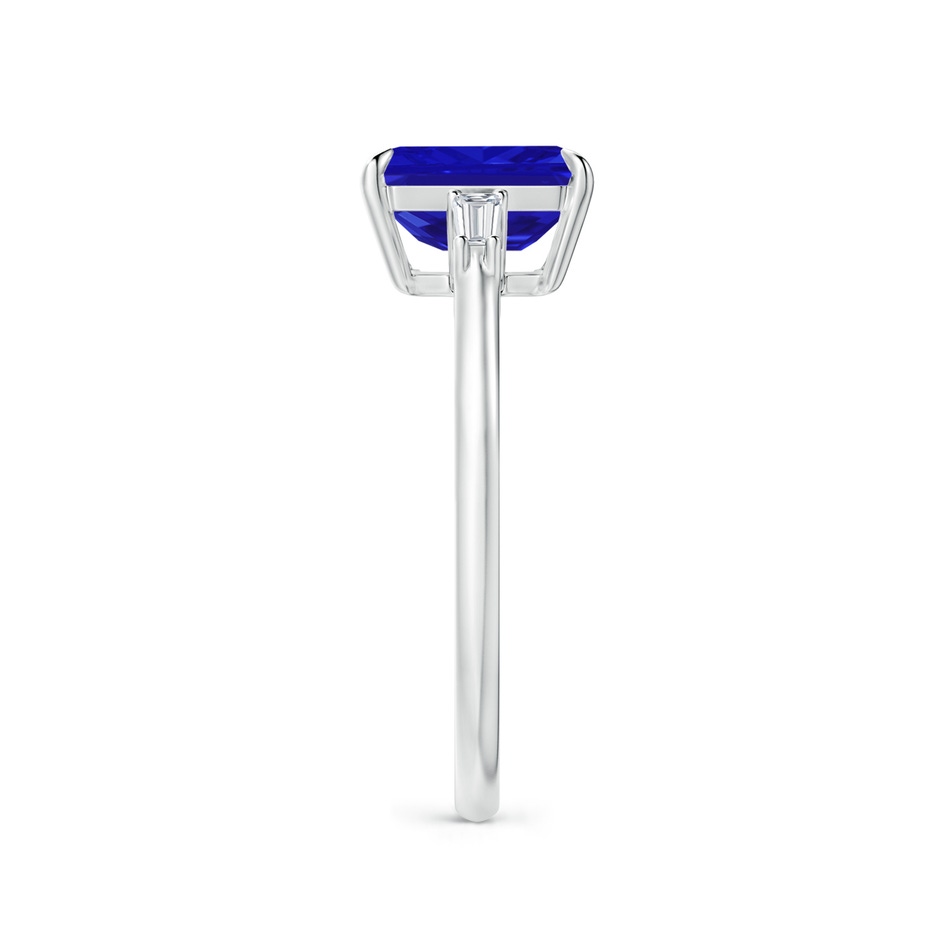 8x6mm AAAA Emerald-Cut Tanzanite & Baguette Diamond Three Stone Ring in White Gold side 299