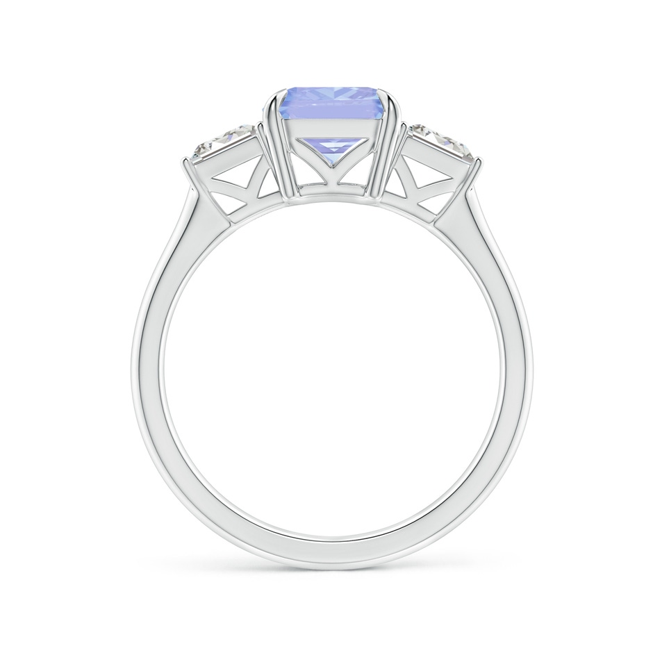 9x7mm A Emerald-Cut Tanzanite & Baguette Diamond Three Stone Ring in White Gold side 199