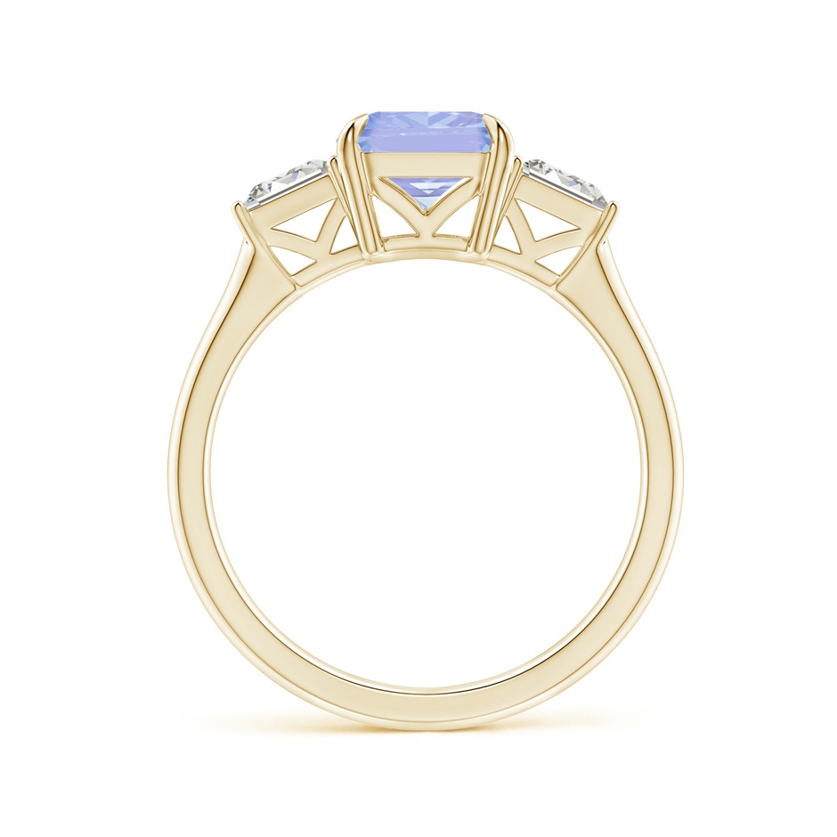 9x7mm A Emerald-Cut Tanzanite & Baguette Diamond Three Stone Ring in Yellow Gold side 199