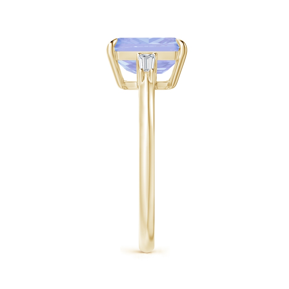 9x7mm A Emerald-Cut Tanzanite & Baguette Diamond Three Stone Ring in Yellow Gold side 299