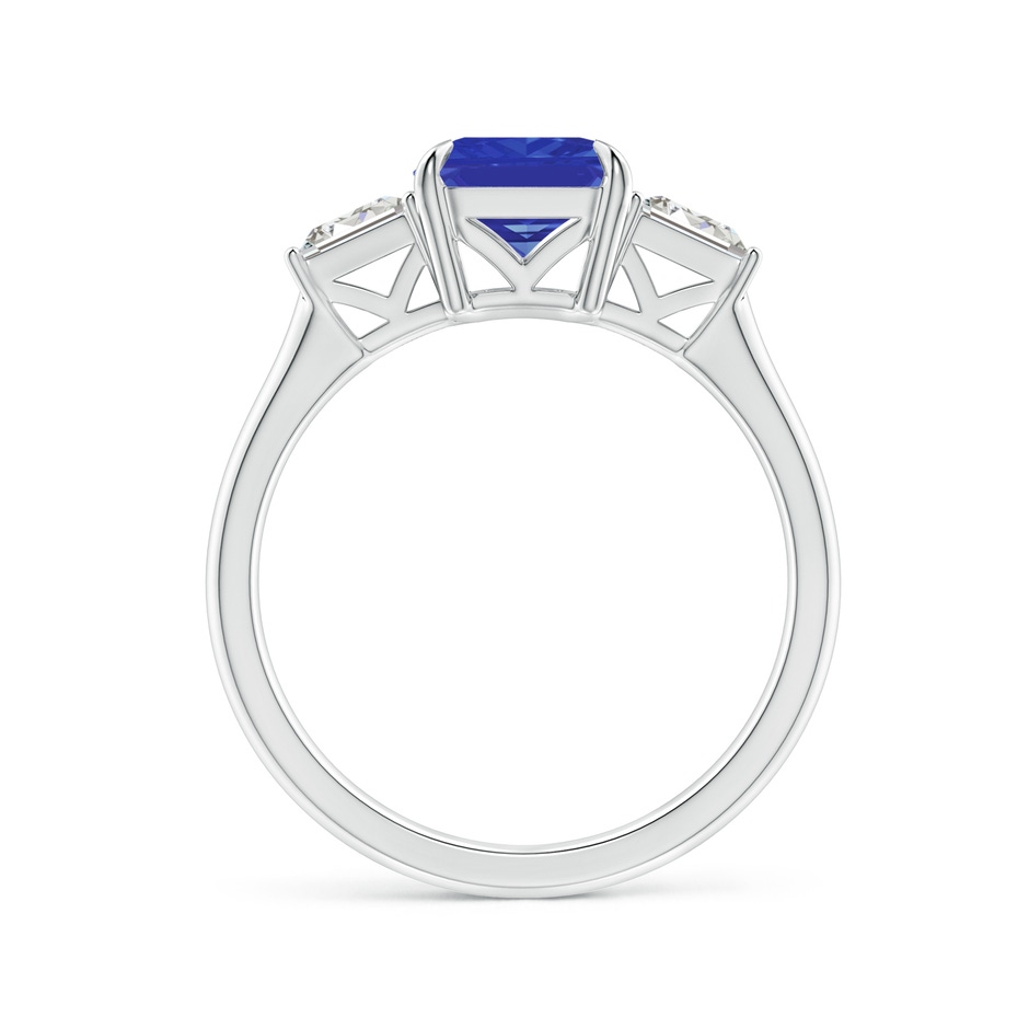 9x7mm AAA Emerald-Cut Tanzanite & Baguette Diamond Three Stone Ring in P950 Platinum side 199