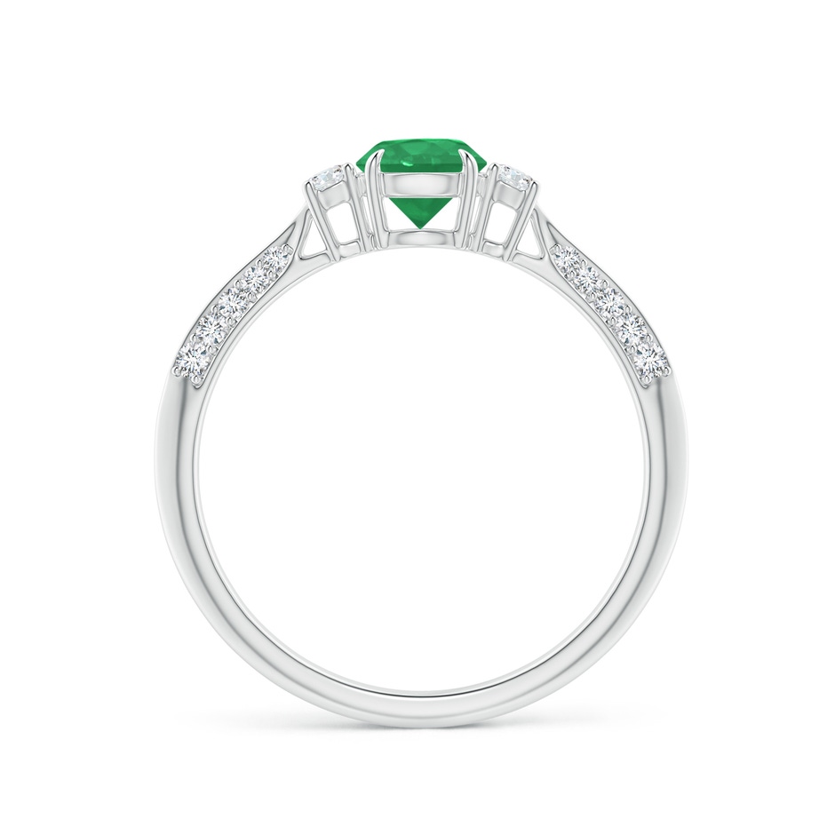 5mm A Three Stone Emerald and Diamond Knife-Edge Shank Ring in P950 Platinum side 1