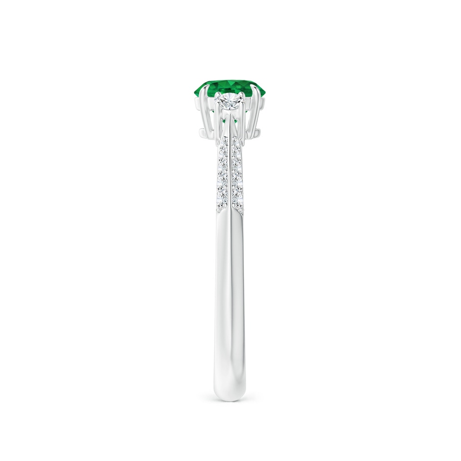 5mm AAA Three Stone Emerald and Diamond Knife-Edge Shank Ring in P950 Platinum side 2