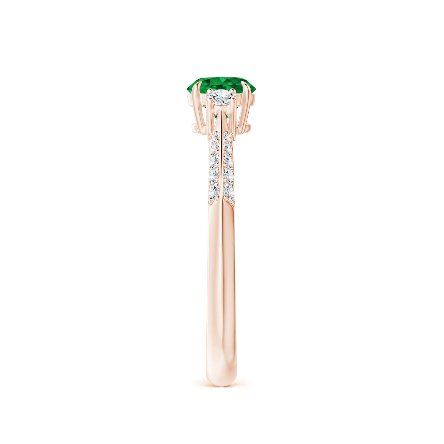 AAAA - Emerald / 0.7 CT / 14 KT Rose Gold