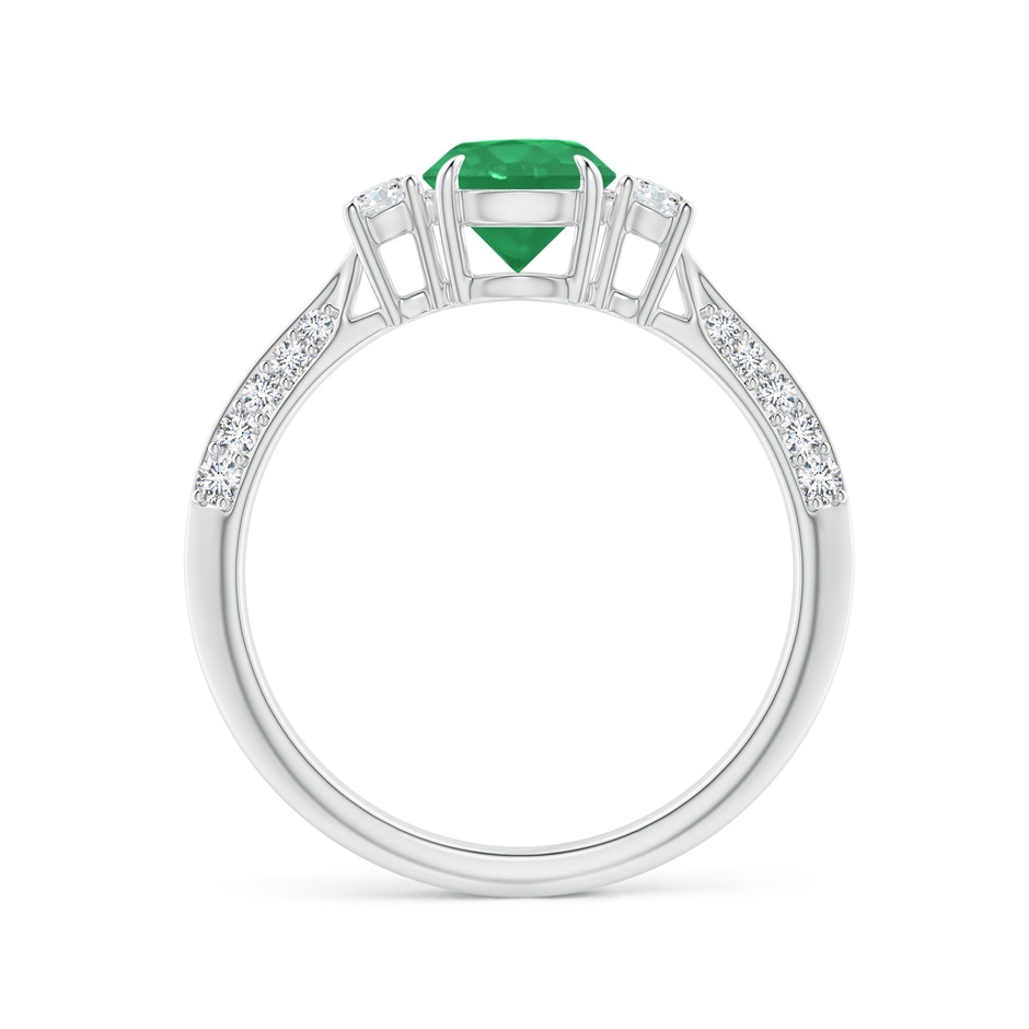 6mm A Three Stone Emerald and Diamond Knife-Edge Shank Ring in P950 Platinum side 1