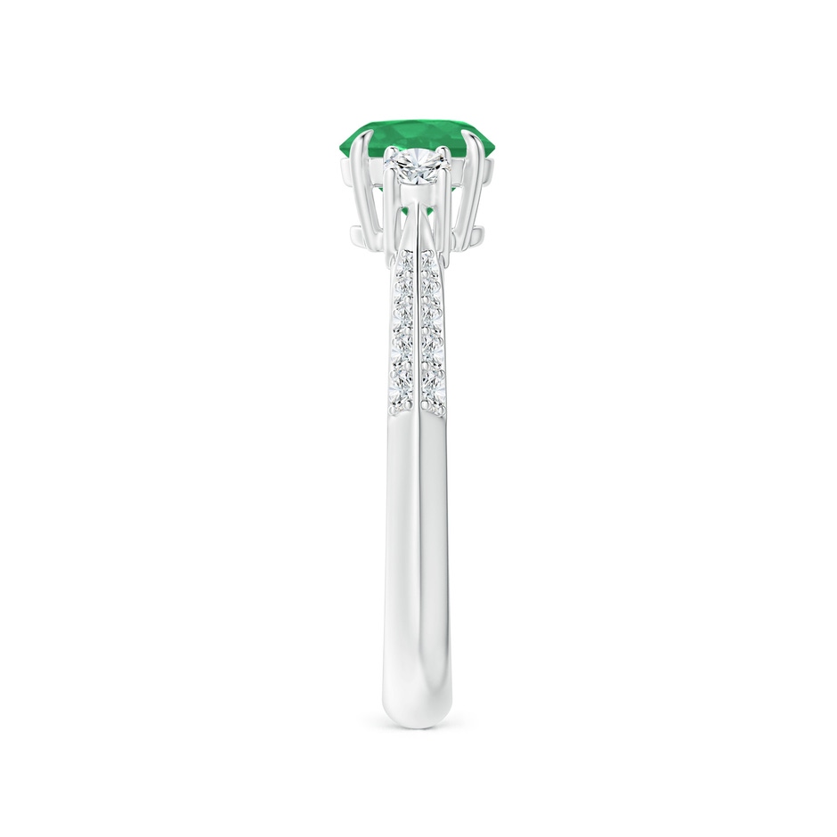 6mm A Three Stone Emerald and Diamond Knife-Edge Shank Ring in P950 Platinum side 2