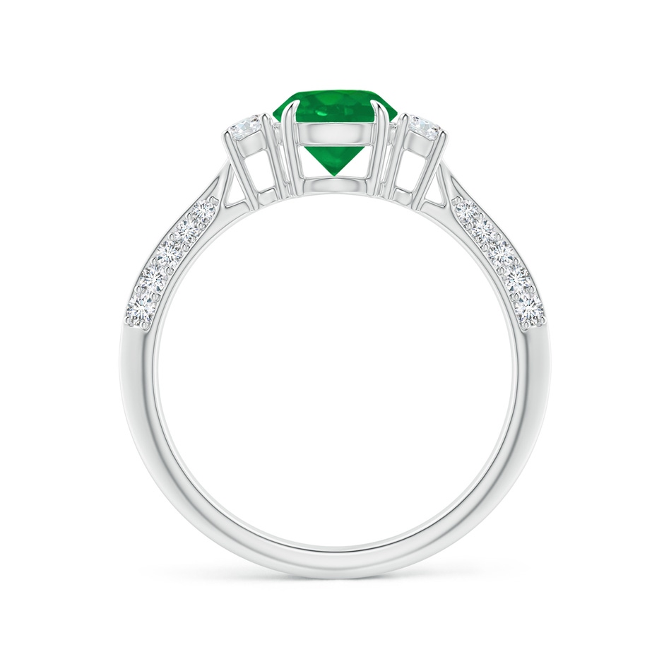 6mm AA Three Stone Emerald and Diamond Knife-Edge Shank Ring in P950 Platinum side 1
