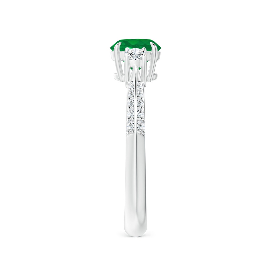 6mm AA Three Stone Emerald and Diamond Knife-Edge Shank Ring in P950 Platinum side 2