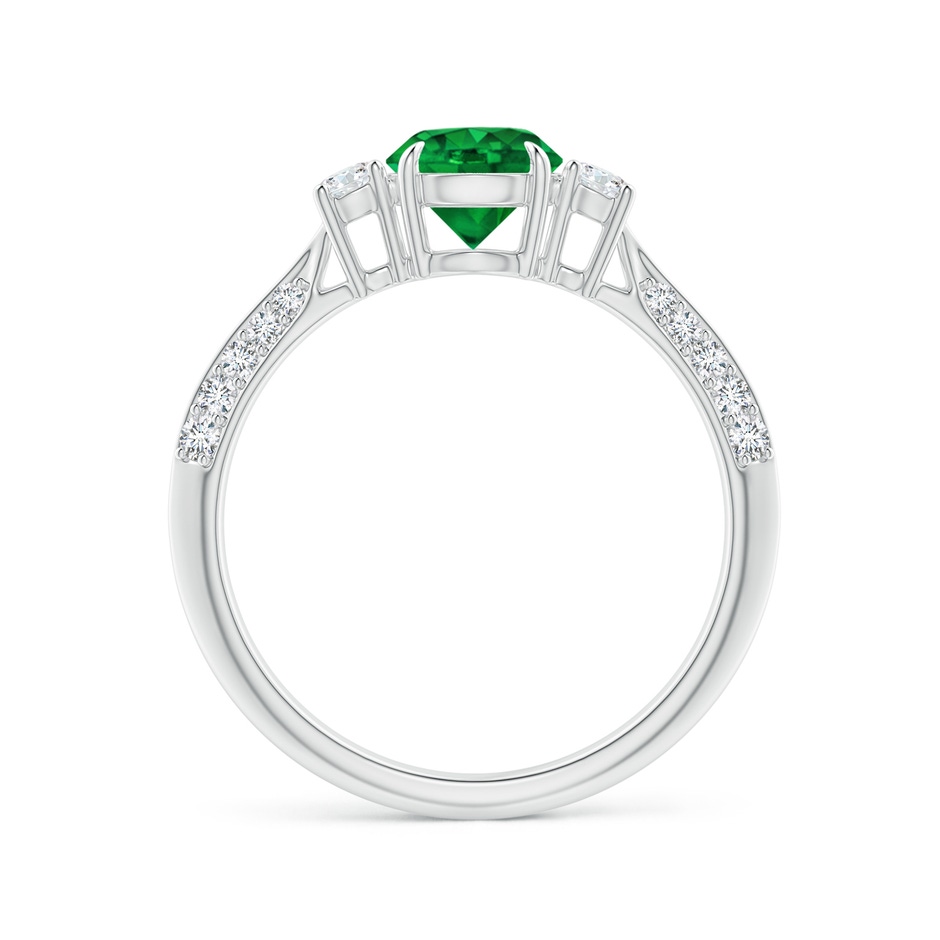 6mm AAA Three Stone Emerald and Diamond Knife-Edge Shank Ring in P950 Platinum side 1