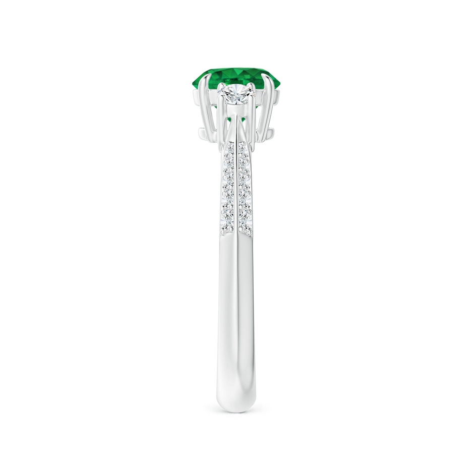 6mm AAA Three Stone Emerald and Diamond Knife-Edge Shank Ring in P950 Platinum side 2