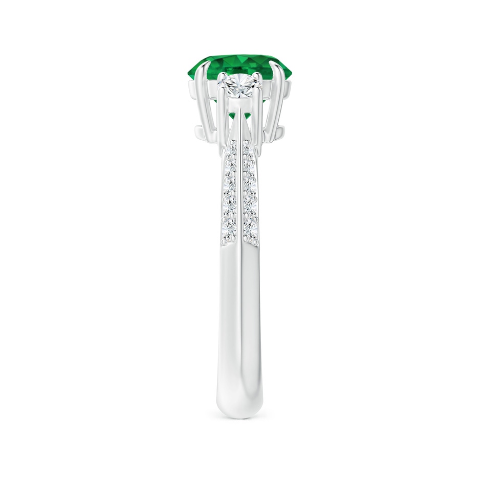 7mm AAA Three Stone Emerald and Diamond Knife-Edge Shank Ring in P950 Platinum side 2