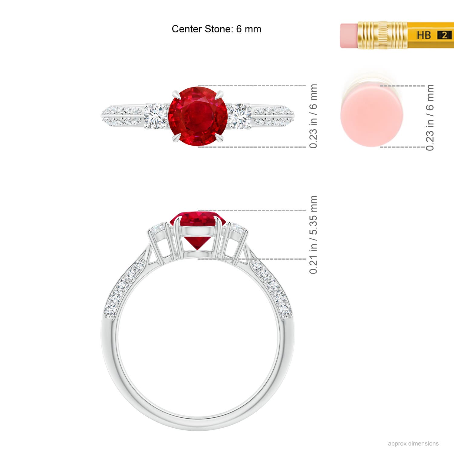 AAA - Ruby / 1.35 CT / 14 KT White Gold