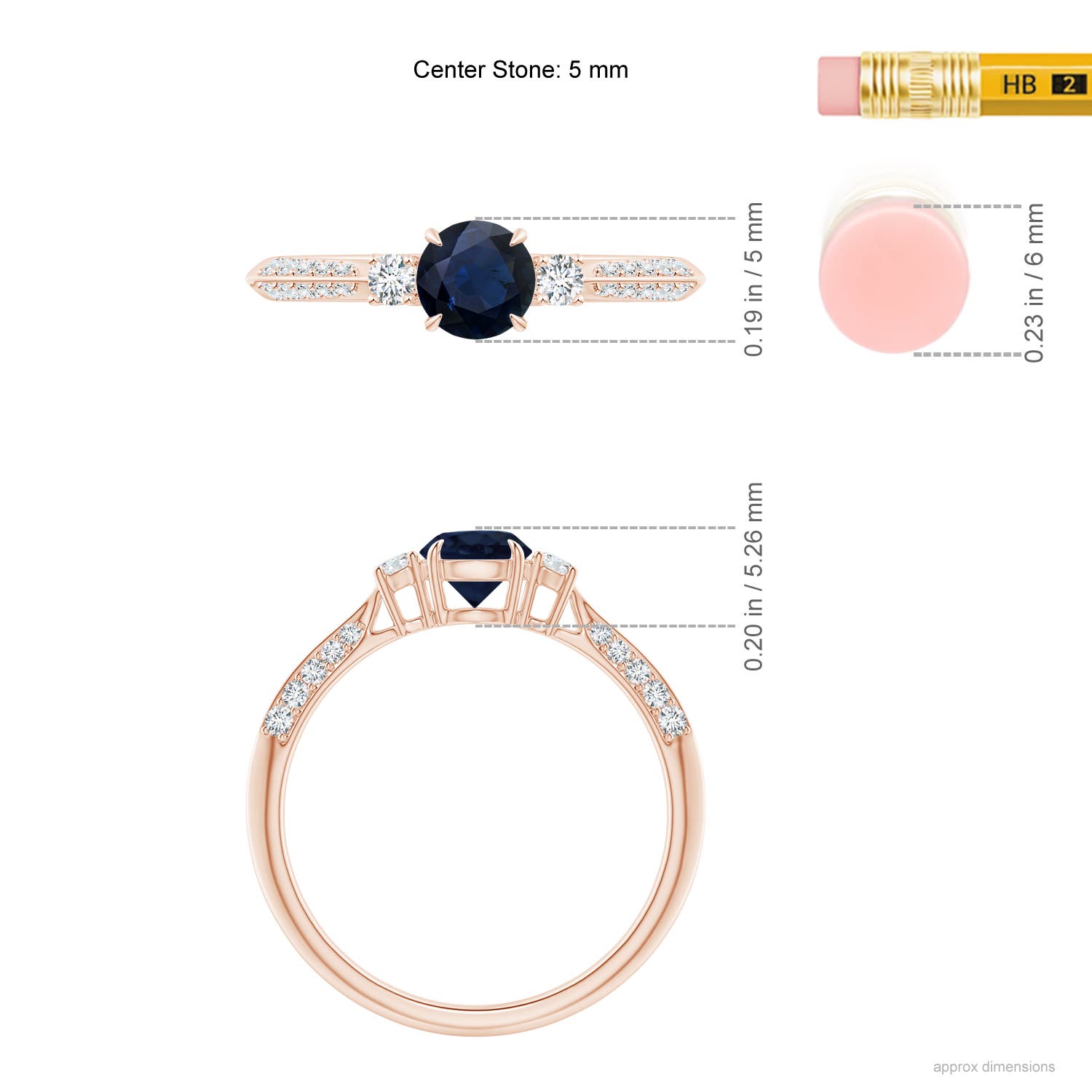 A - Blue Sapphire / 0.85 CT / 14 KT Rose Gold