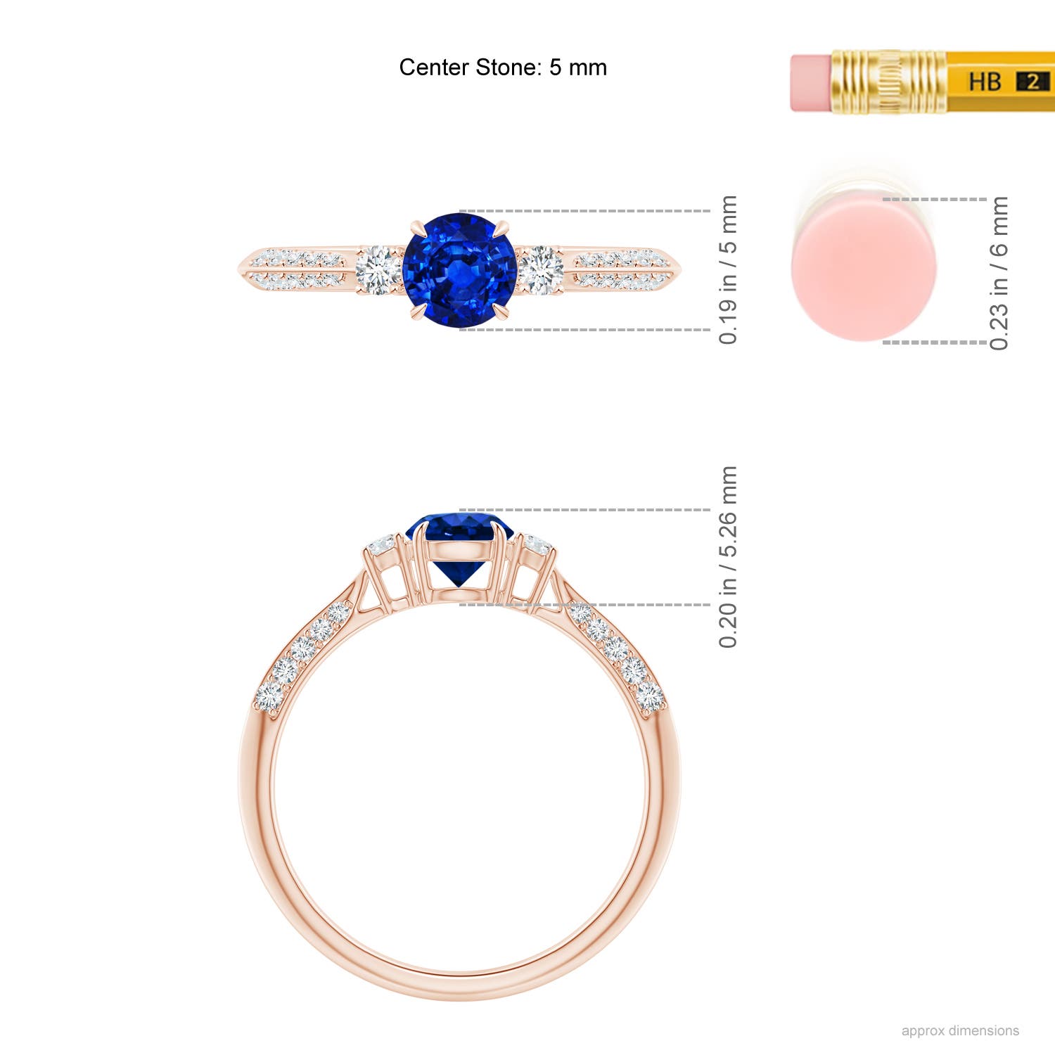 AAAA - Blue Sapphire / 0.85 CT / 14 KT Rose Gold