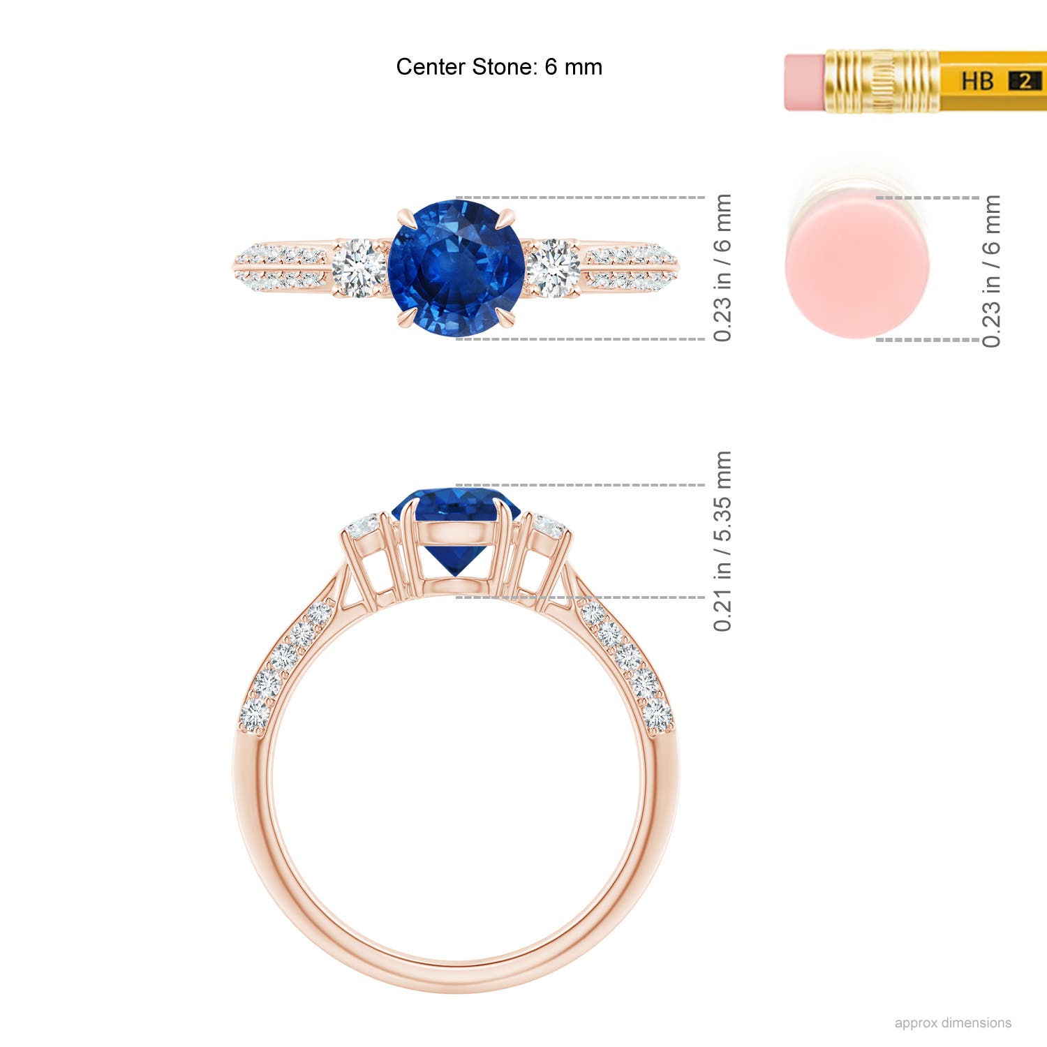 AAA - Blue Sapphire / 1.35 CT / 14 KT Rose Gold