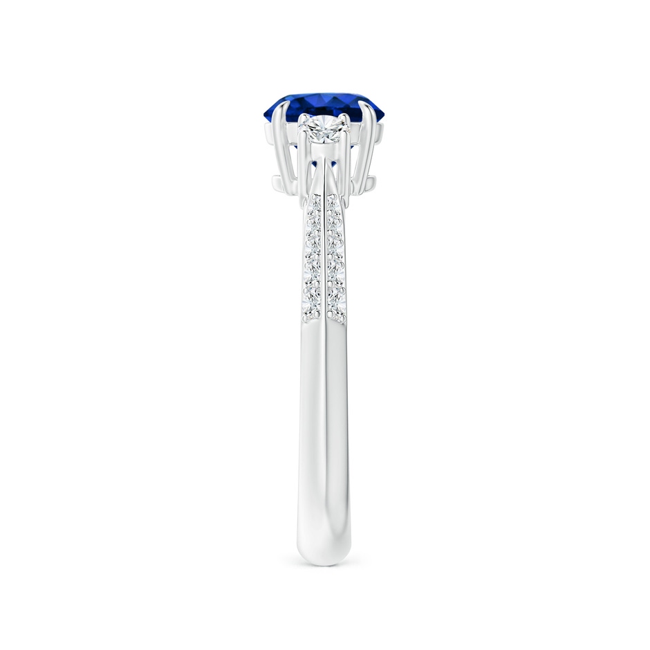 6mm Lab-Grown Three Stone Sapphire and Diamond Knife-Edge Shank Ring in White Gold side 2