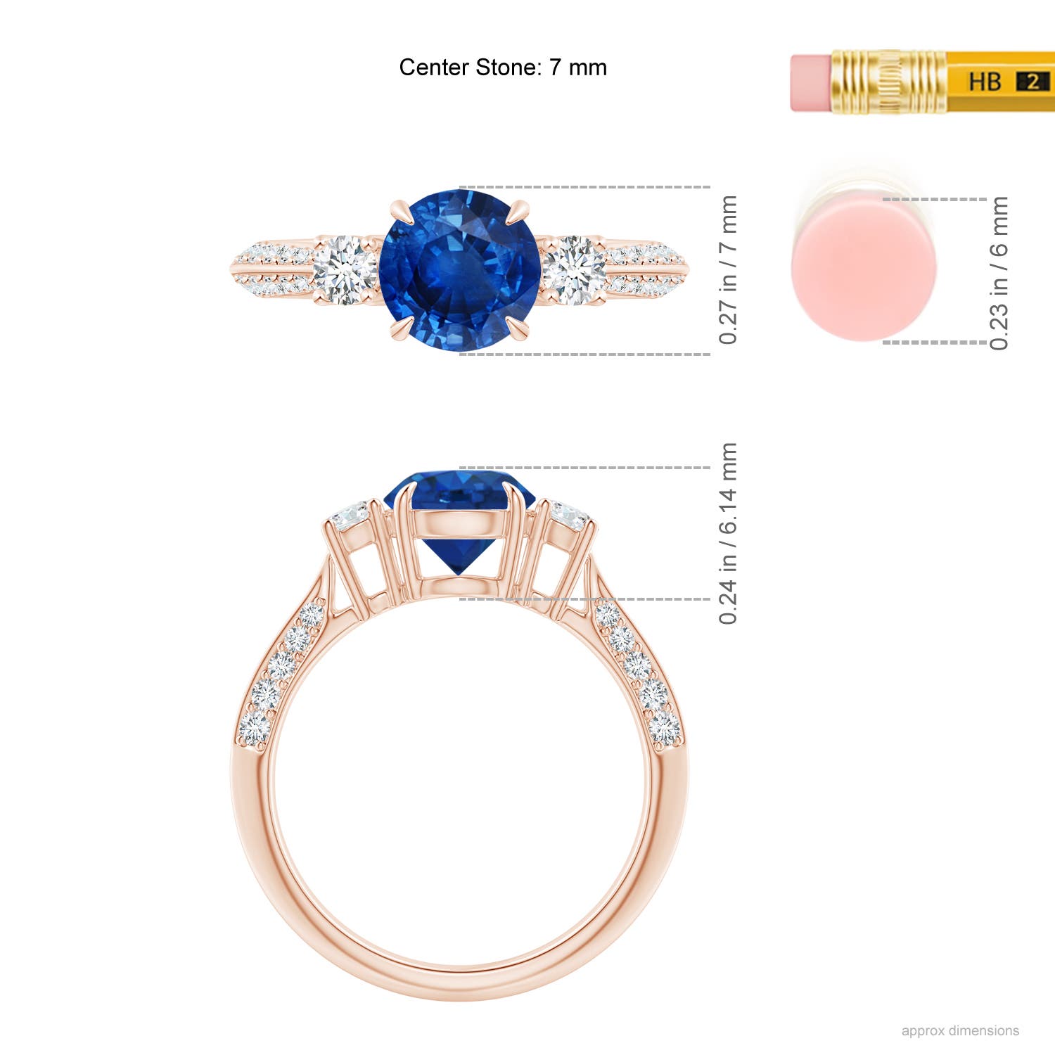 AAA - Blue Sapphire / 2.01 CT / 14 KT Rose Gold