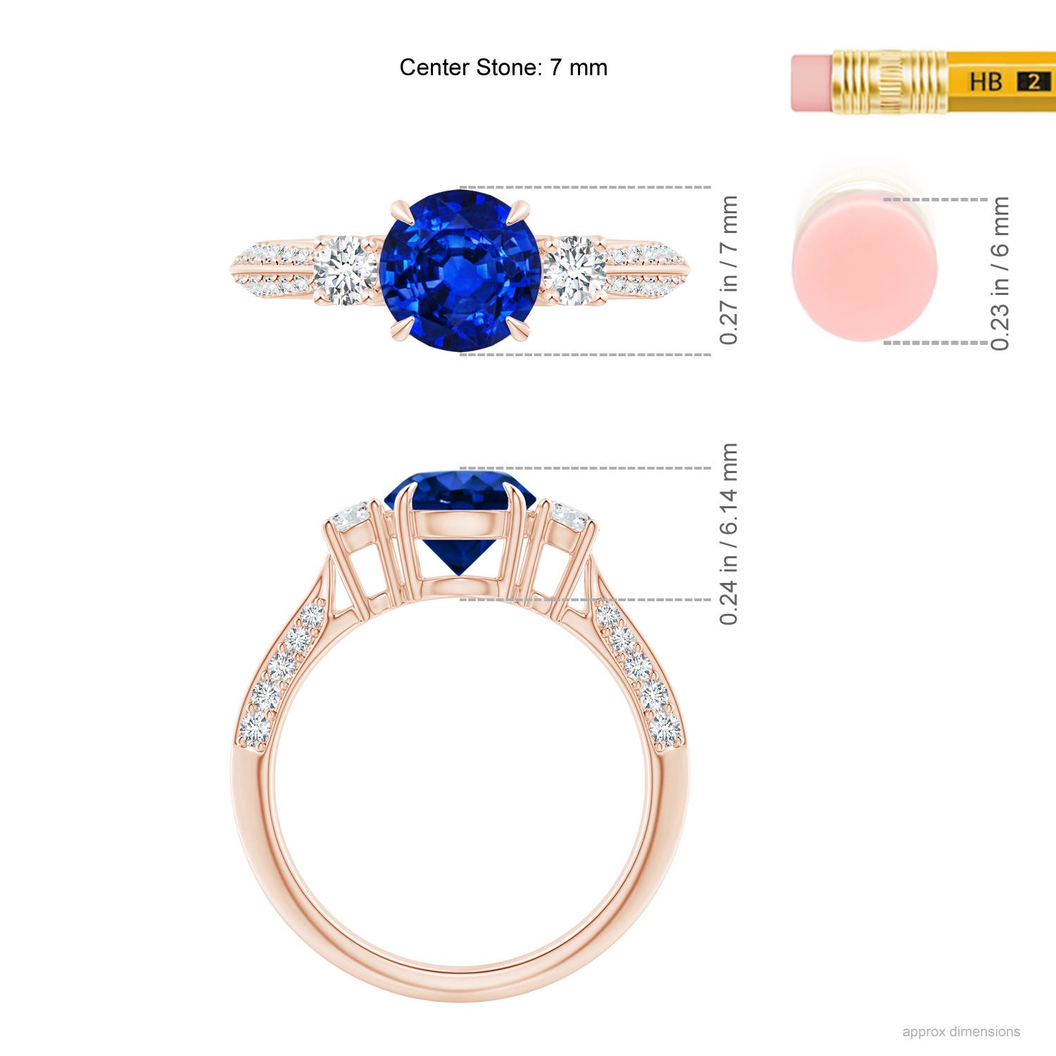 AAAA - Blue Sapphire / 2.01 CT / 14 KT Rose Gold