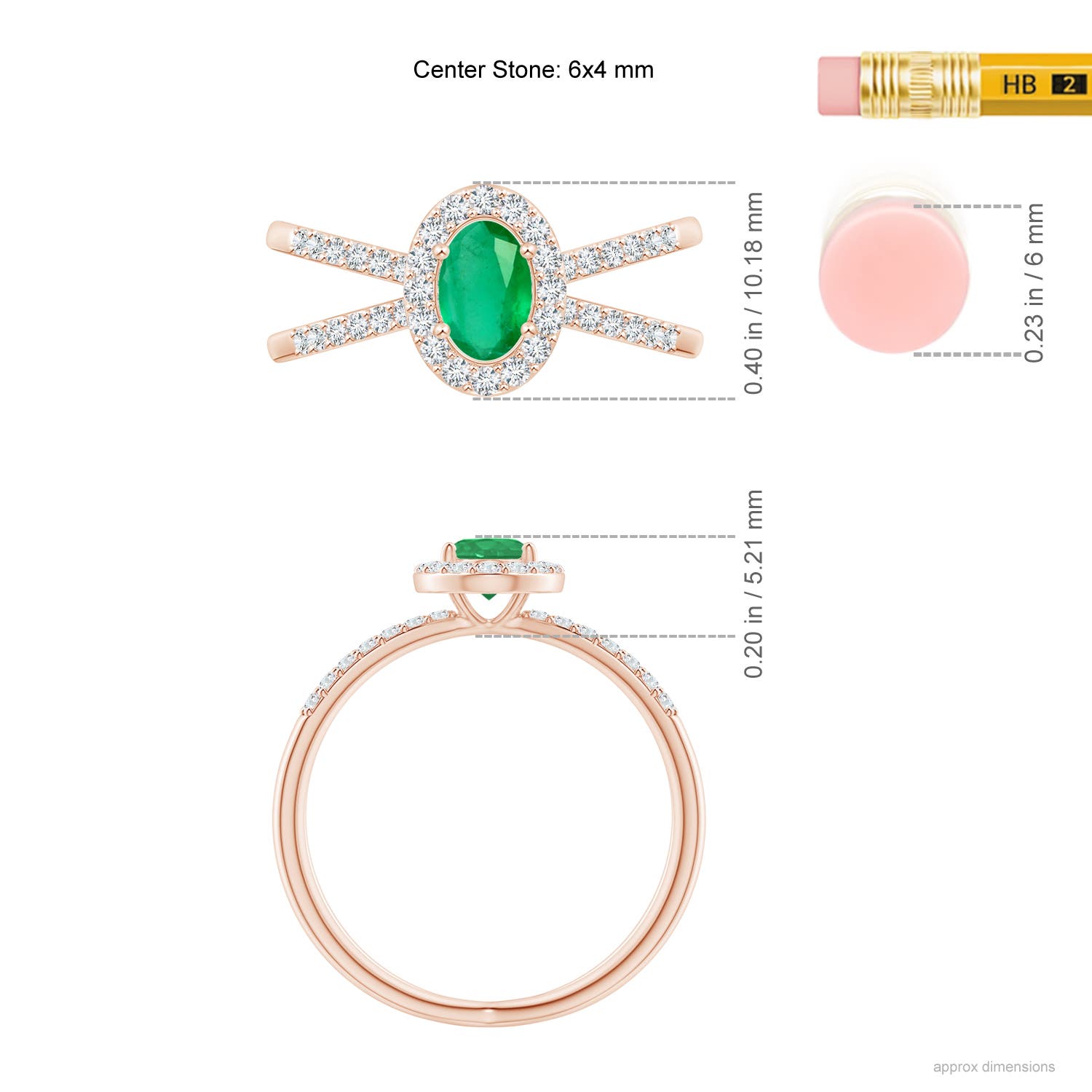 A - Emerald / 0.78 CT / 14 KT Rose Gold