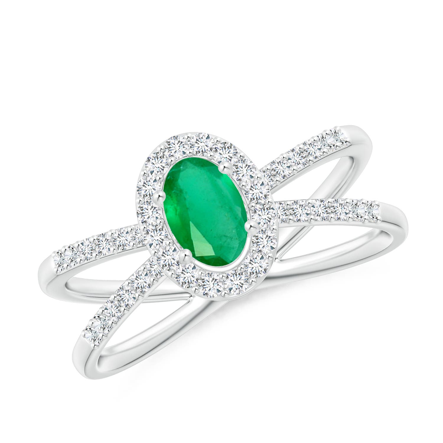 A - Emerald / 0.78 CT / 14 KT White Gold