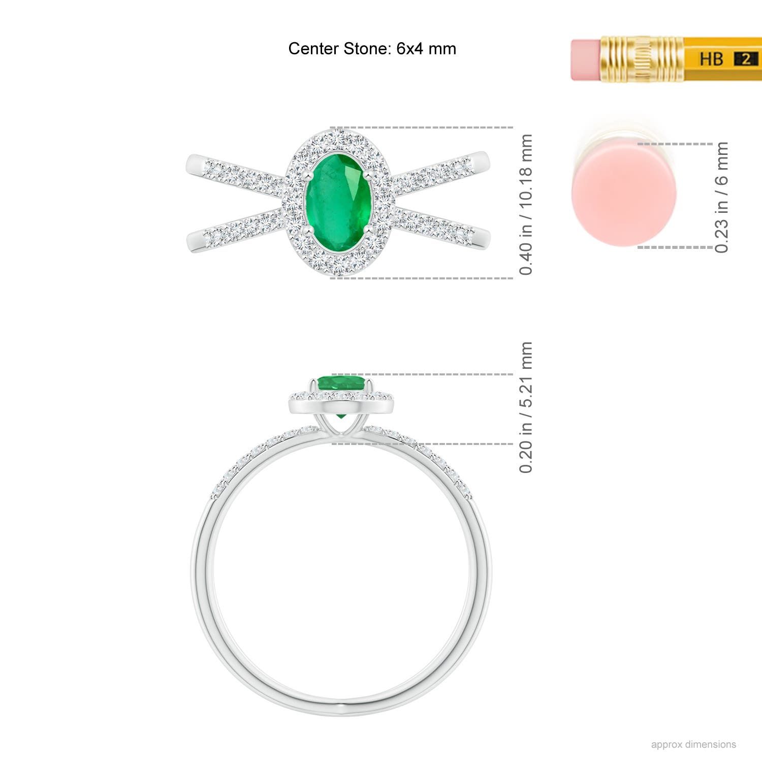 A - Emerald / 0.78 CT / 14 KT White Gold