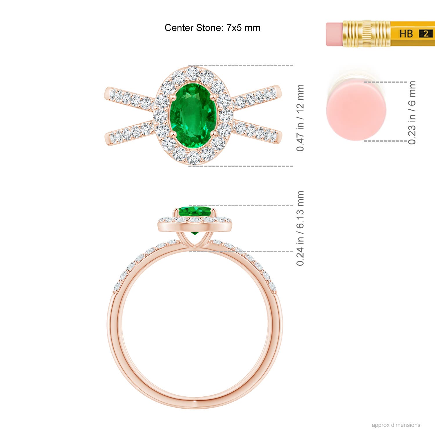 AAAA - Emerald / 1.28 CT / 14 KT Rose Gold