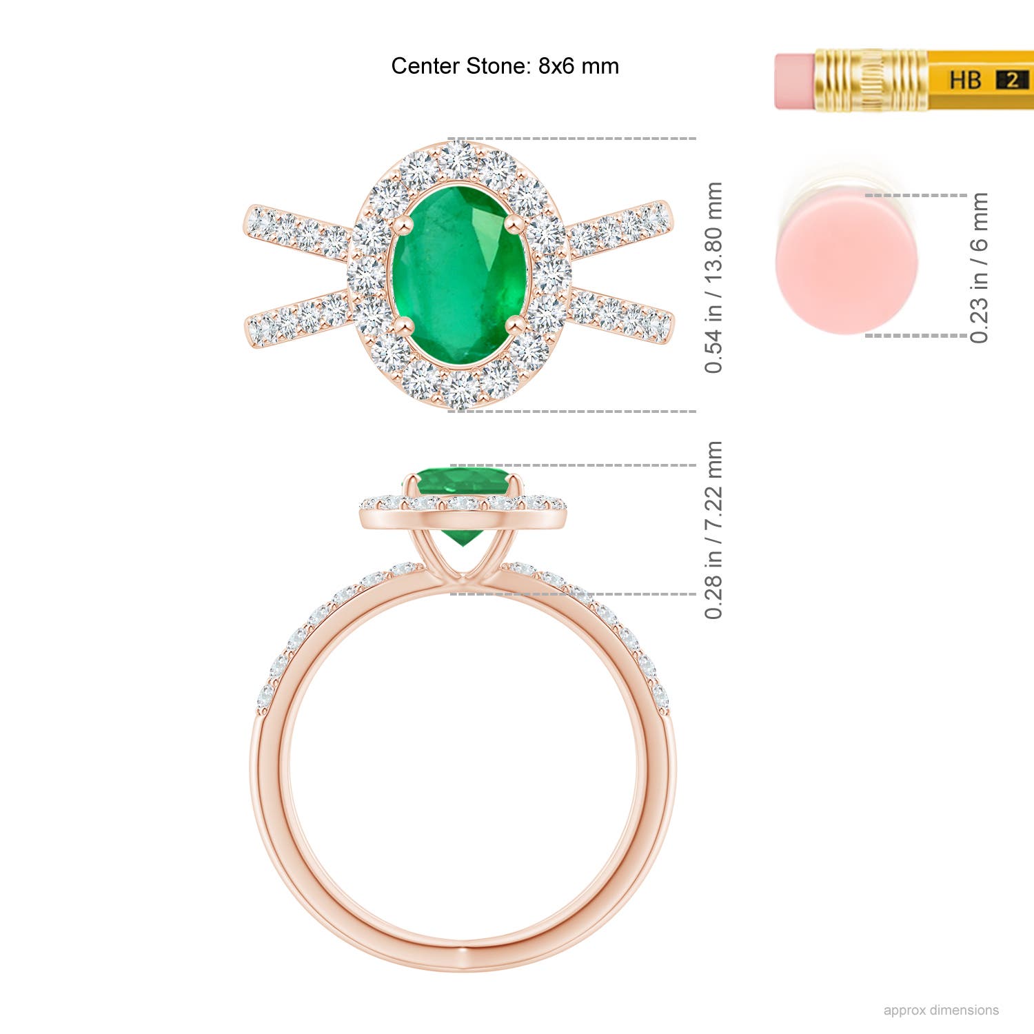 A - Emerald / 2.07 CT / 14 KT Rose Gold