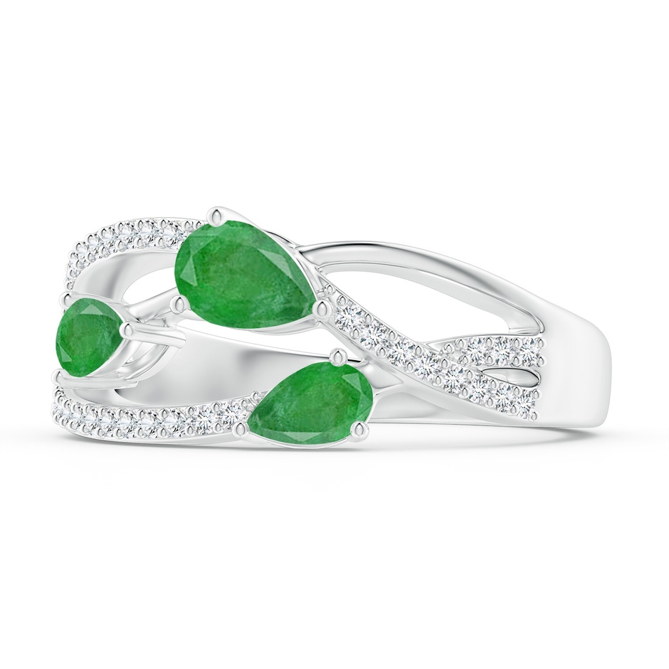 6x4mm A Three-Stone Pear Emerald Criss-Cross Ring in P950 Platinum side 2