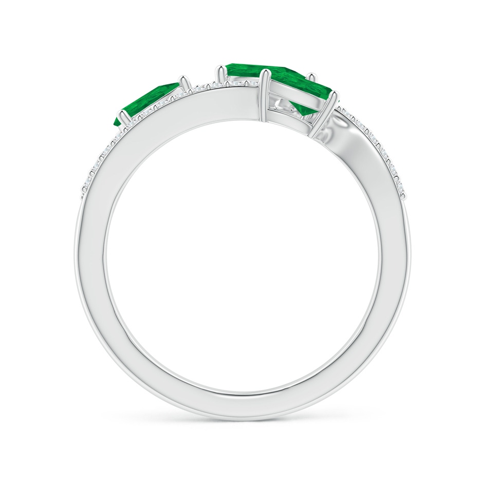 6x4mm AA Three-Stone Pear Emerald Criss-Cross Ring in P950 Platinum side 1
