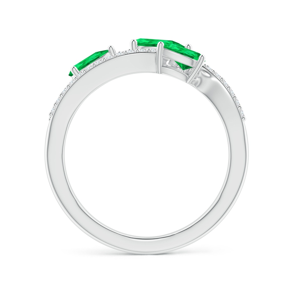 6x4mm AAA Three-Stone Pear Emerald Criss-Cross Ring in P950 Platinum Side 1