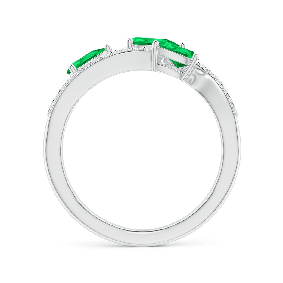 6x4mm AAA Three-Stone Pear Emerald Criss-Cross Ring in P950 Platinum side 1