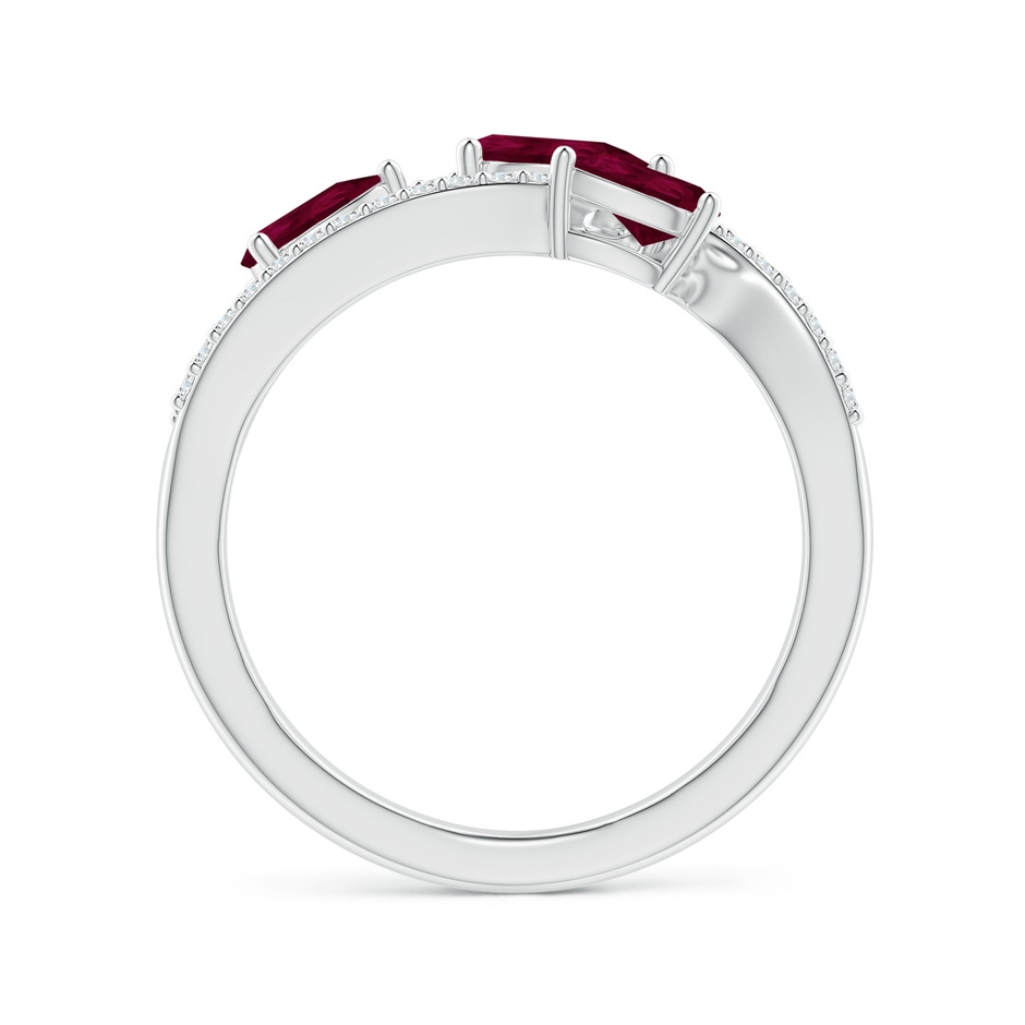 6x4mm A Three-Stone Pear Ruby Criss-Cross Ring in White Gold side 1