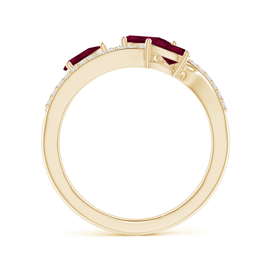 6x4mm A Three-Stone Pear Ruby Criss-Cross Ring in Yellow Gold side 1