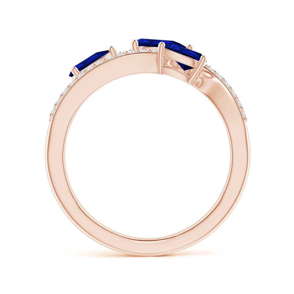 6x4mm AAAA Three-Stone Pear Sapphire Criss-Cross Ring in Rose Gold Side 1