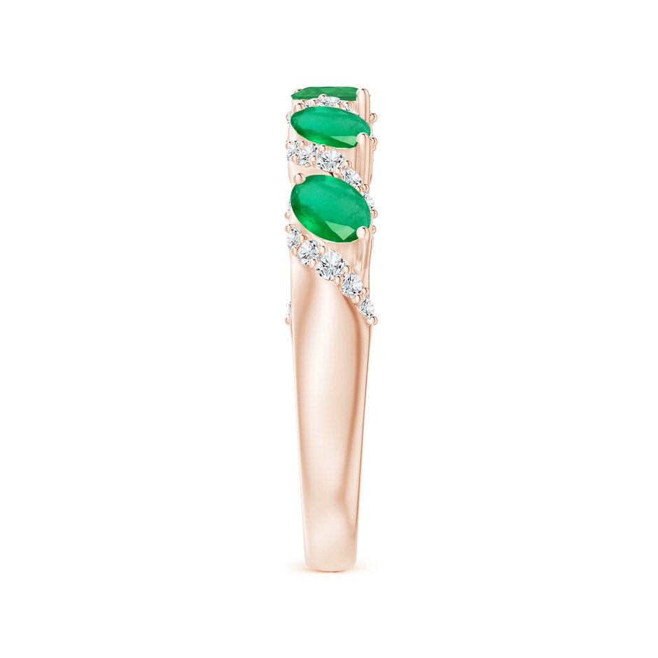 4x3mm A Five Stone Oval Emerald Swirl Ring with Diamonds in Rose Gold side 2