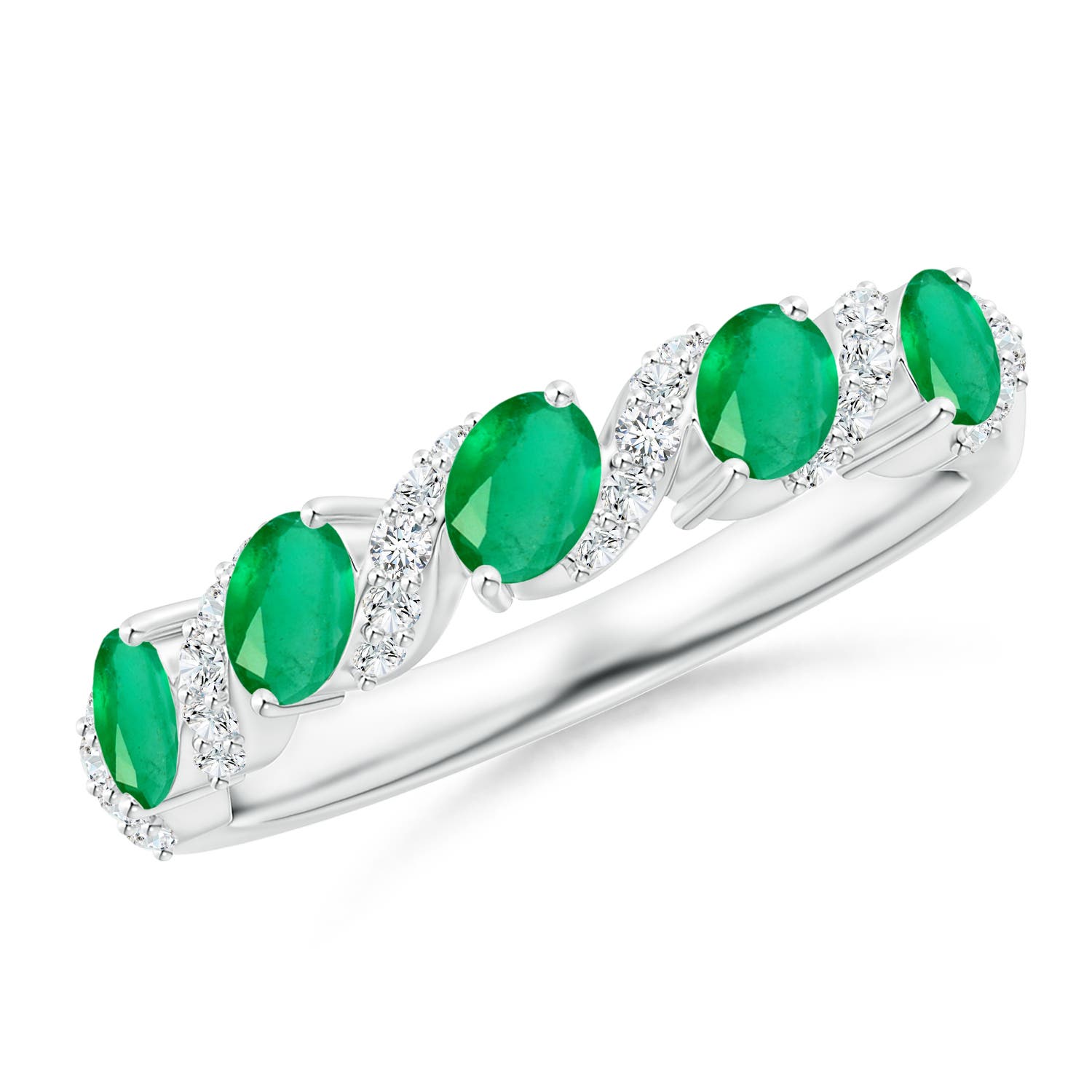 A - Emerald / 0.78 CT / 14 KT White Gold