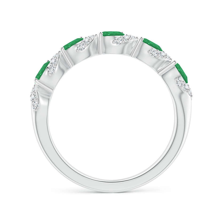 4x3mm A Five Stone Oval Emerald Swirl Ring with Diamonds in White Gold side 1