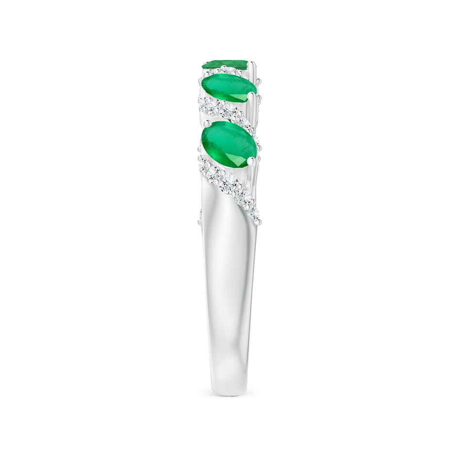 4x3mm A Five Stone Oval Emerald Swirl Ring with Diamonds in White Gold side 2
