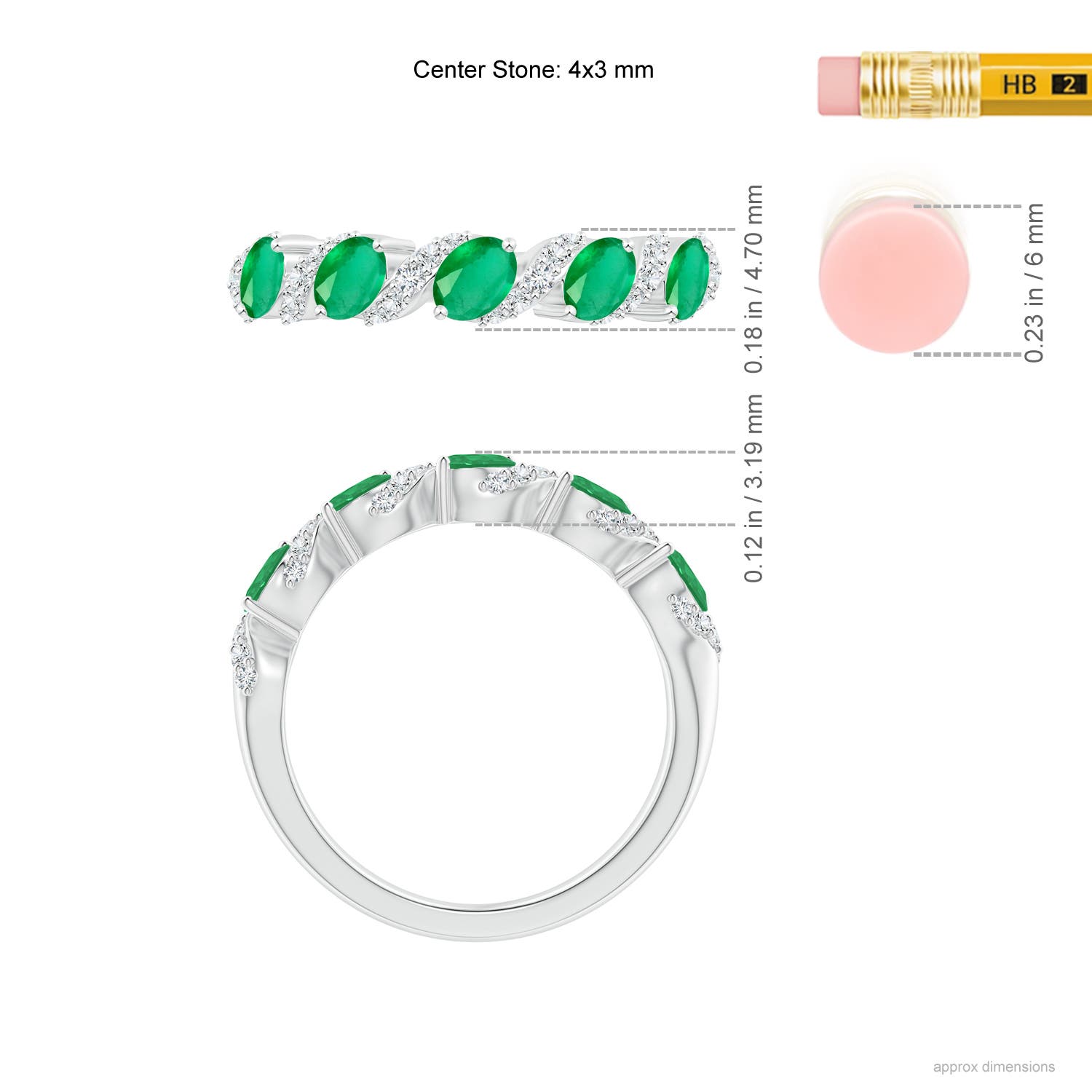 A - Emerald / 0.78 CT / 14 KT White Gold