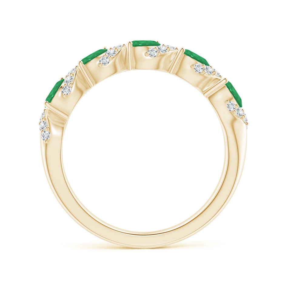 4x3mm A Five Stone Oval Emerald Swirl Ring with Diamonds in Yellow Gold side 1