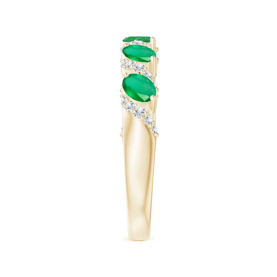 4x3mm A Five Stone Oval Emerald Swirl Ring with Diamonds in Yellow Gold side 2
