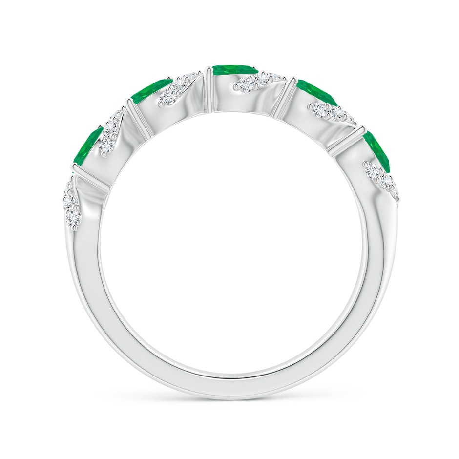 4x3mm AA Five Stone Oval Emerald Swirl Ring with Diamonds in White Gold side 1