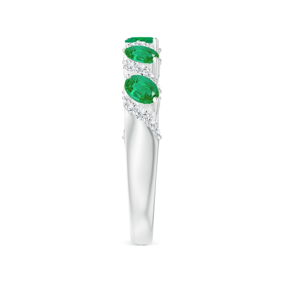 4x3mm AA Five Stone Oval Emerald Swirl Ring with Diamonds in White Gold side 2