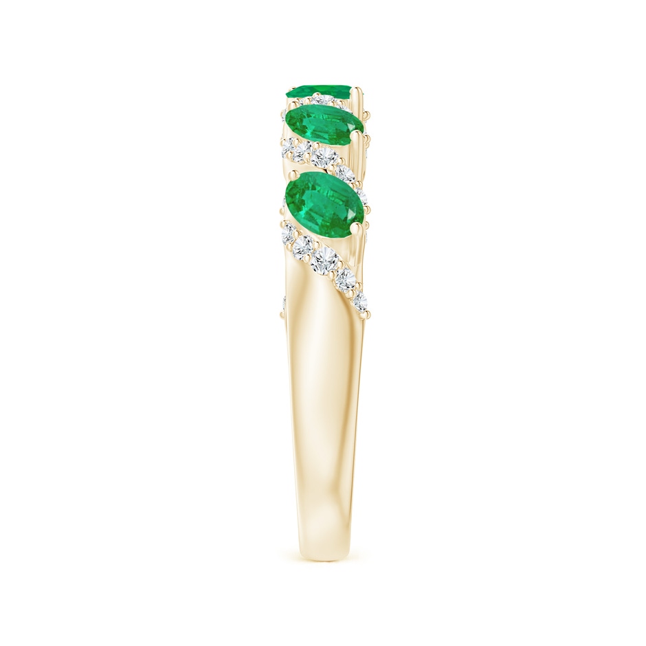 4x3mm AA Five Stone Oval Emerald Swirl Ring with Diamonds in Yellow Gold side 2