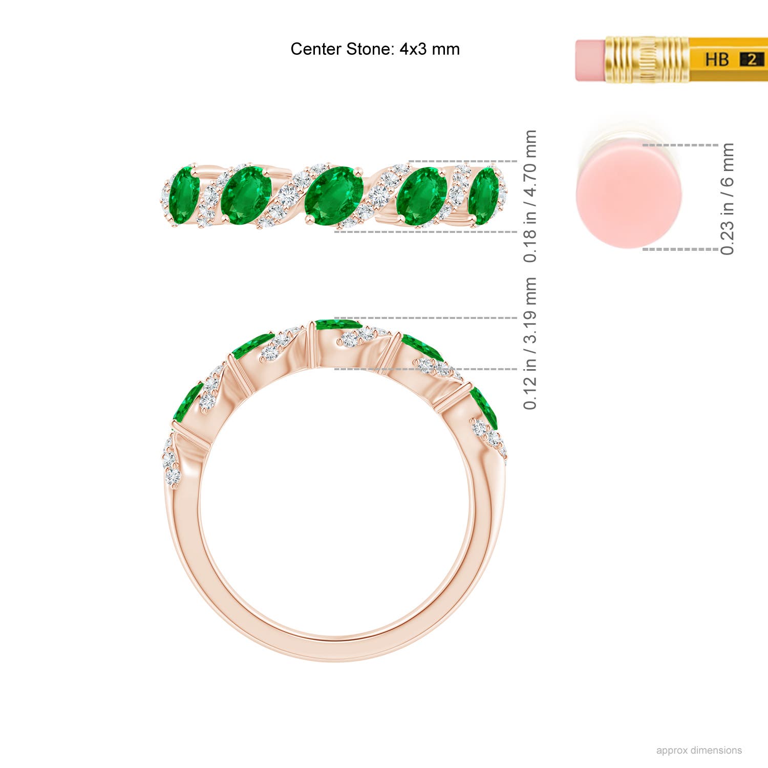 AAAA - Emerald / 0.78 CT / 14 KT Rose Gold