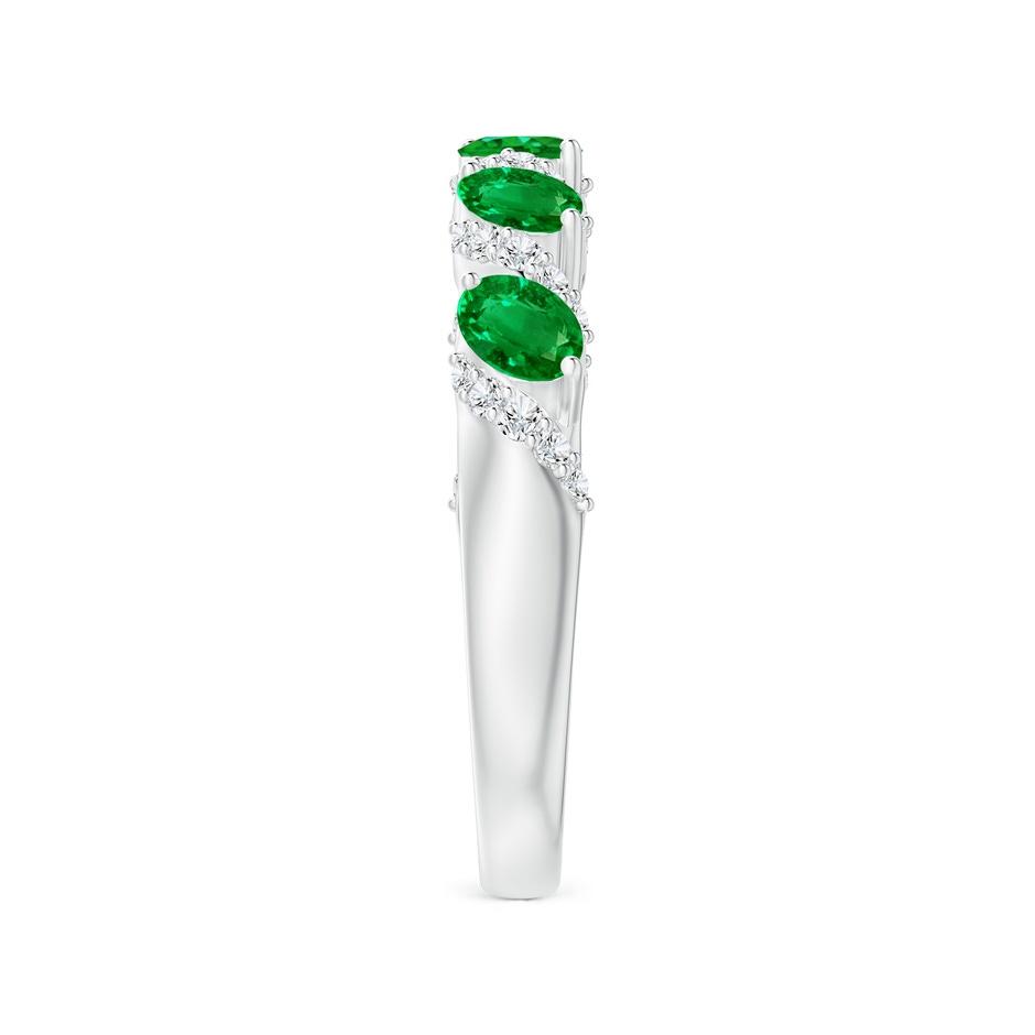 4x3mm AAAA Five Stone Oval Emerald Swirl Ring with Diamonds in White Gold side 2