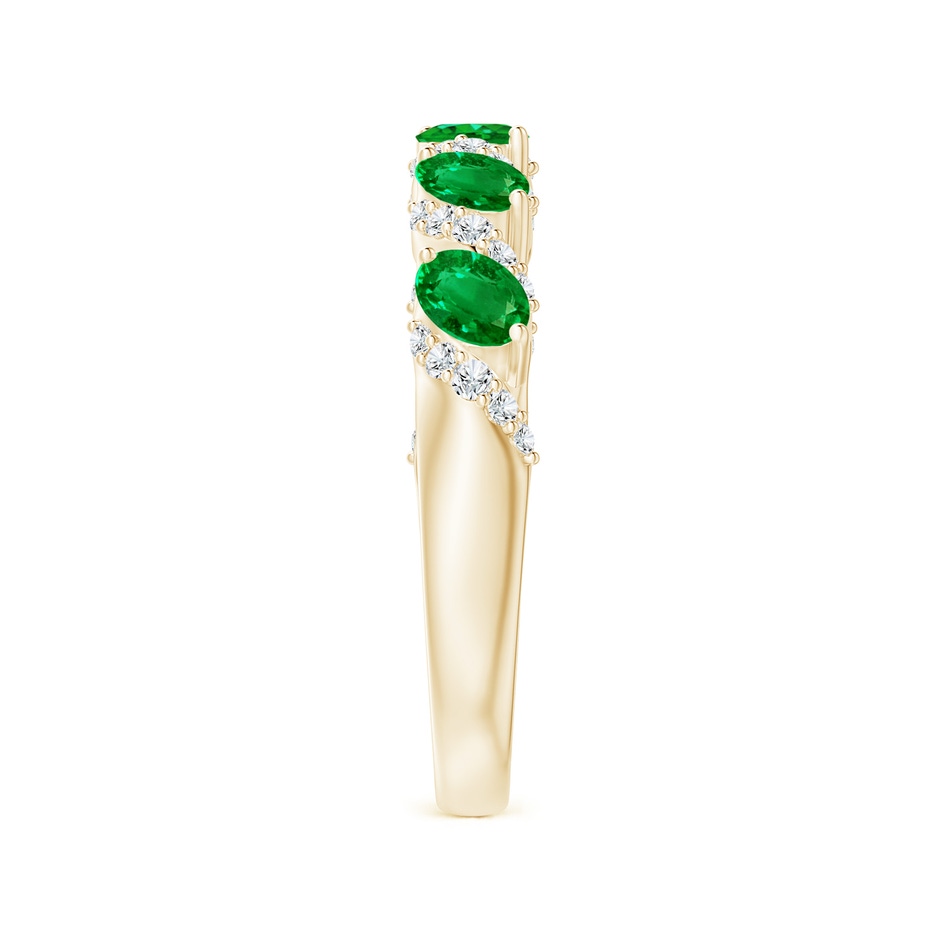 4x3mm AAAA Five Stone Oval Emerald Swirl Ring with Diamonds in Yellow Gold side 2
