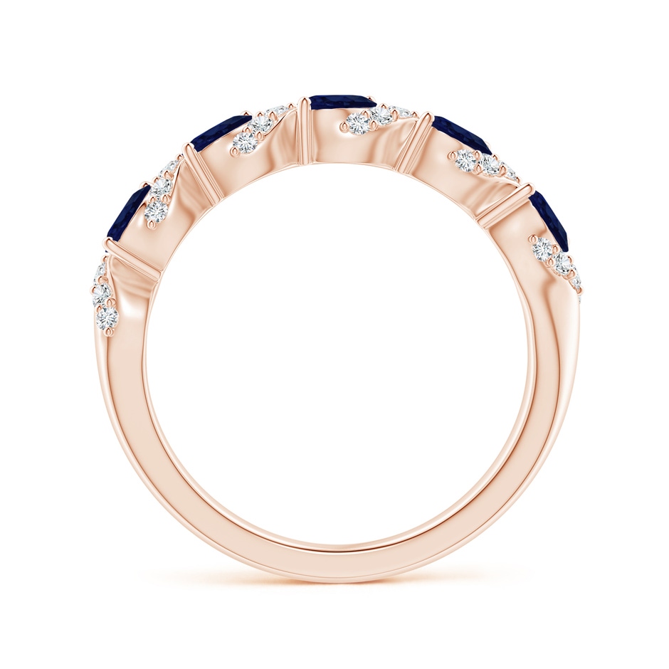 4x3mm A Five Stone Oval Sapphire Swirl Ring with Diamonds in Rose Gold side 1