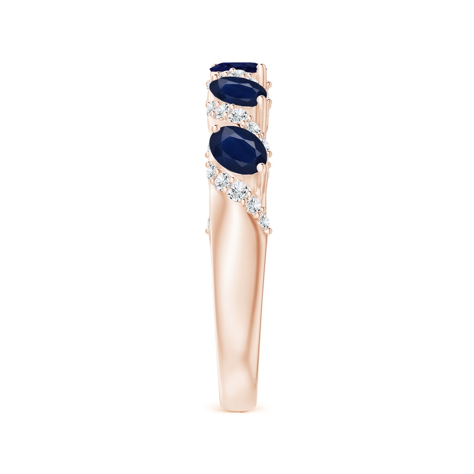 4x3mm A Five Stone Oval Sapphire Swirl Ring with Diamonds in Rose Gold side 2