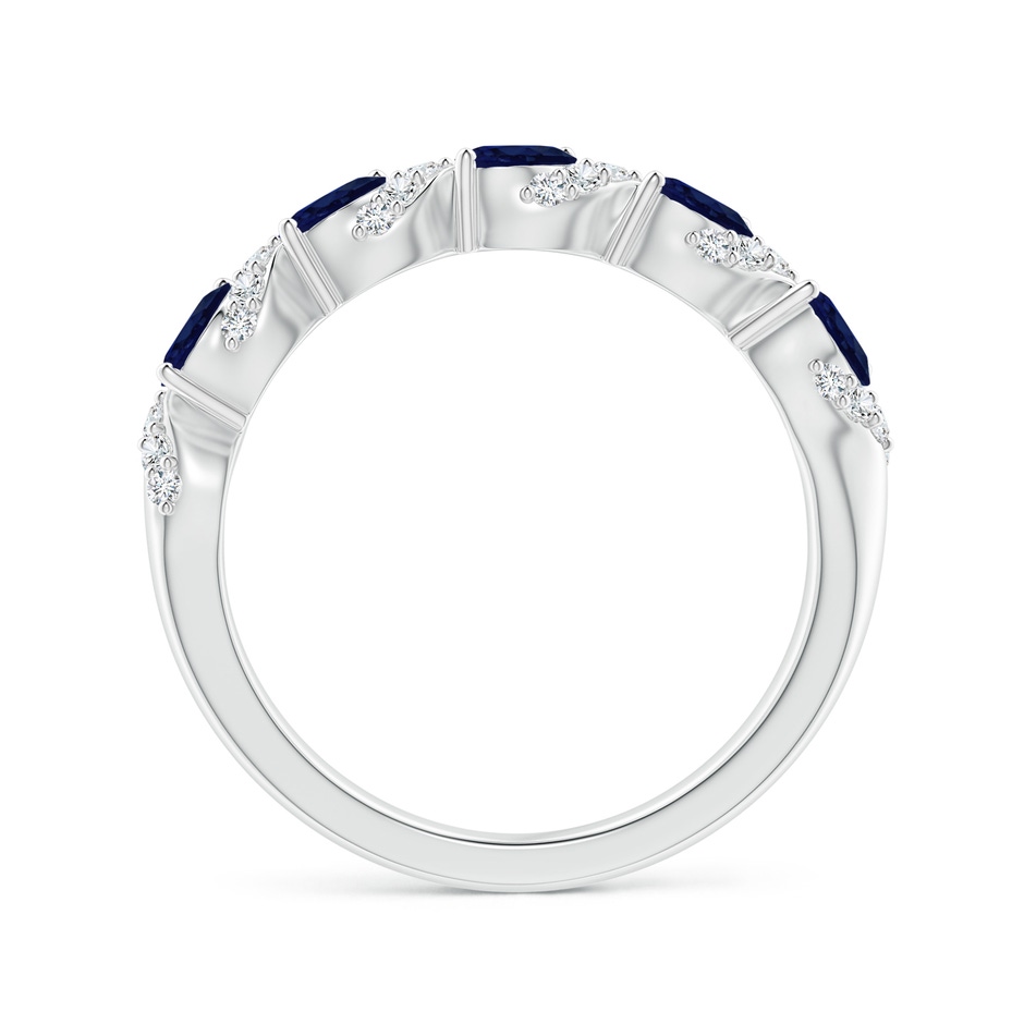 4x3mm A Five Stone Oval Sapphire Swirl Ring with Diamonds in White Gold side 1